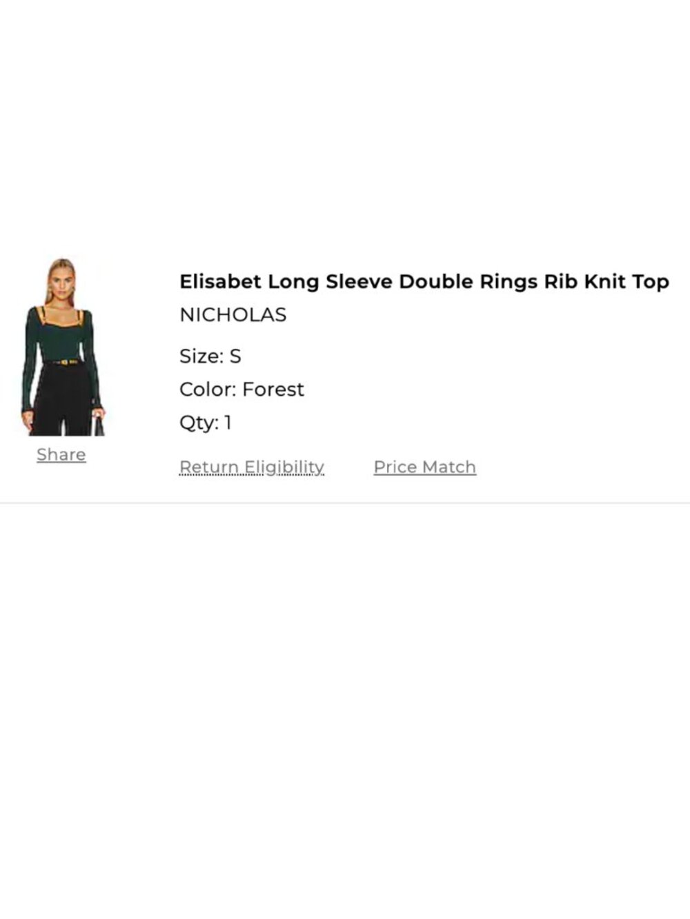 Nicholas | Elisabet Double Rings Rib Knit Top | Forest Green | Small - Picture 13 of 13